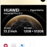 HUAWEI MatePad Pro Tablet, 13.2" OLED PaperMatte display, 12GB+512GB, WIFI, PC-Level WPS Office, inbox Smart Keyboard, M-Pen + 3 months HUAWEI Care+, Gold