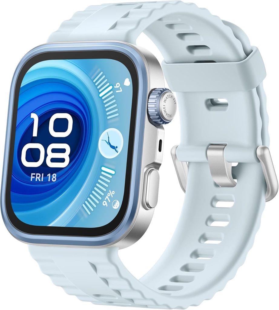 Huawei Watch FIT4 Pro Smartwatch, 1.82″ Sapphire Display Titanium Alloy Bezel, Up to 10-Day Battery Life, Dual Band GPS, Golf Courses map, 40 m Free Diving, Compatible with Android iOS, Blue