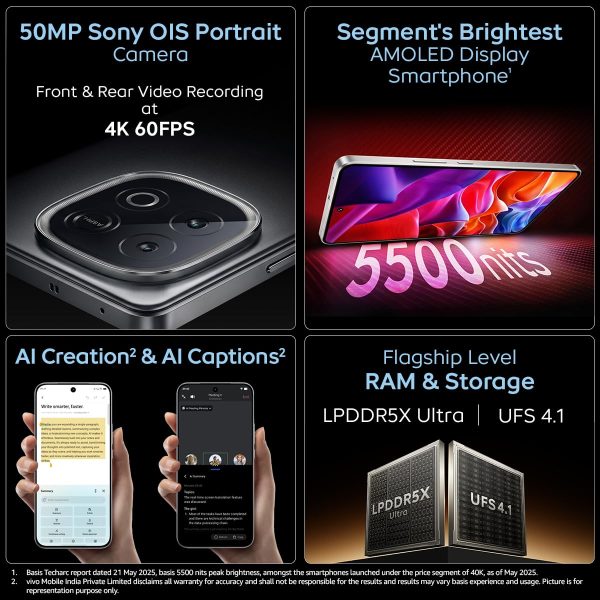 iQOO Neo 10 Mobile Phone, 8GB RAM, 256GB Storage, Segment's Fastest Processor with Snapdragon 8s Gen 4 & Supercomputing chip Q1, 120W FlashCharge, Segment's Brightest AMOLED Display, Asphalt Black - Image 6
