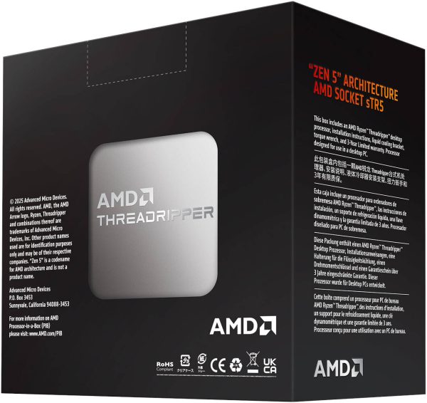 AMD Ryzen Threadripper 9960X sTR5 Processor, 24 Cores & 48 Threads, Up to 5.4 GHz Max Boost Clock, 350W TDP, 100-100001595WOF - Image 2
