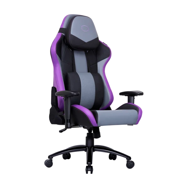 Cooler Master Caliber R3 Gaming Chair, Steel Frame, Wider Seat, 2D Armrests and Full 180° Recline, 150 kg load, Black-Grey-Purple, CMI-GCR3-PR - Image 2