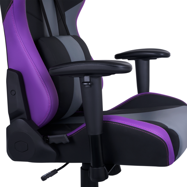Cooler Master Caliber R3 Gaming Chair, Steel Frame, Wider Seat, 2D Armrests and Full 180° Recline, 150 kg load, Black-Grey-Purple, CMI-GCR3-PR - Image 4