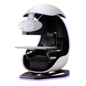Cooler Master ORB X Fully Immersive Multi-Purpose Station for Gamers & Professionals, Support up to 3x 27" Monitors, ABS Cockpit, Arctic White, XS-OX1-WKBS-NN-EU1