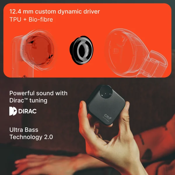 CMF by Nothing Buds 2a, 42 dB ANC, 12.4mm Driver, Dirac-tuned, Ultra Bass Tech, 35.5 hrs Bluetooth Headset, Dark Grey - Image 5