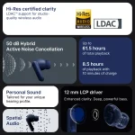 CMF by Nothing Buds 2 Plus with 50dB Hybrid ANC, Hi-Res + LDAC, Spatial Audio, 6HD Mic, 61.5Hrs Bluetooth Headset, Light Grey - Image 5
