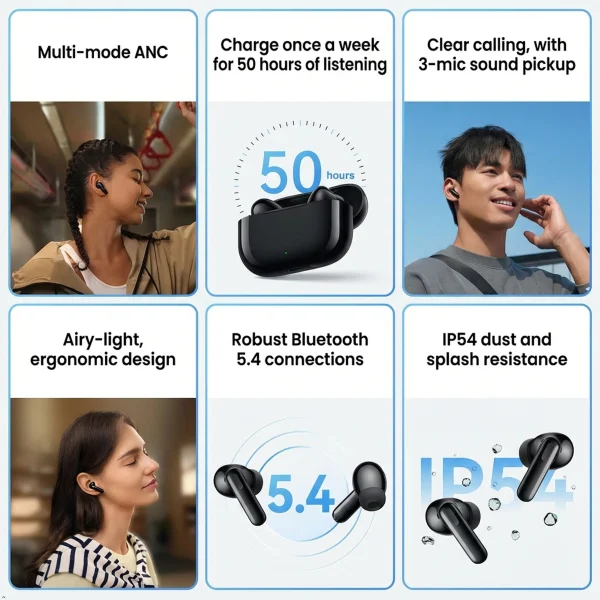 HUAWEI FreeBuds SE 4 ANC, 50H Long Battery Life, Multi-mode Noise Cancelling Earbuds for Travel & Office, Bluetooth 5.4, Compatible with iOS and Android, IP54, Blue - Image 2